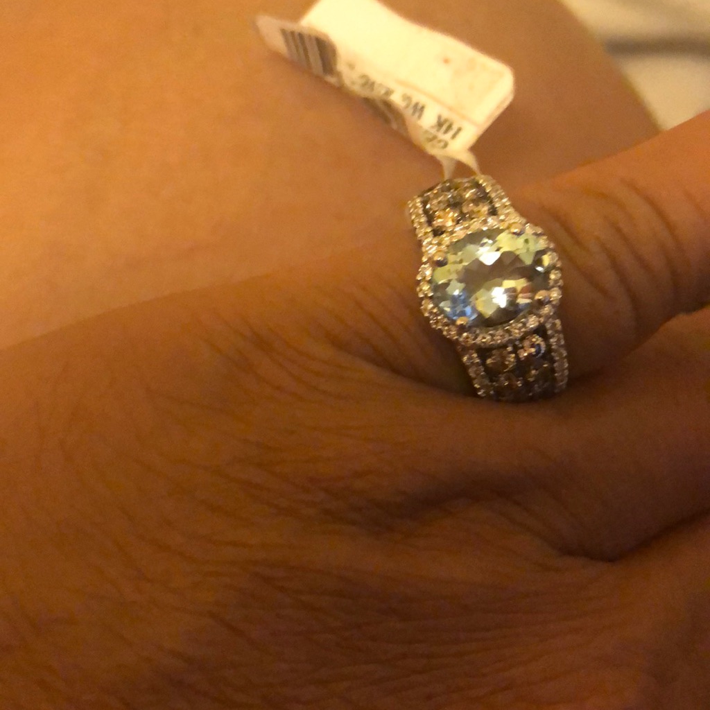 Aqua And Chocolate Diamond 14ct Ring